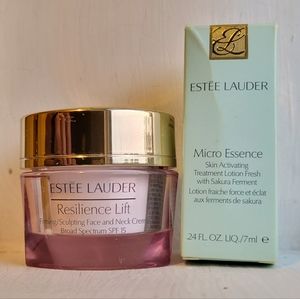 Estee lauder Resilience Lift .5oz  Micro Essence .24oz skin care bundle BNIB NWT
